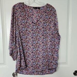 Halogen Multicolor Abstract Print Blouse